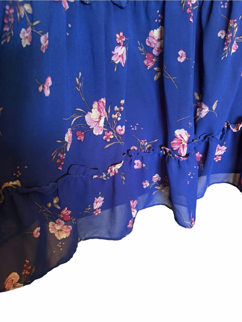Forever 21 Blue Off The Shoulder Floral Tiered Mini Dress - Picture 4 of 6